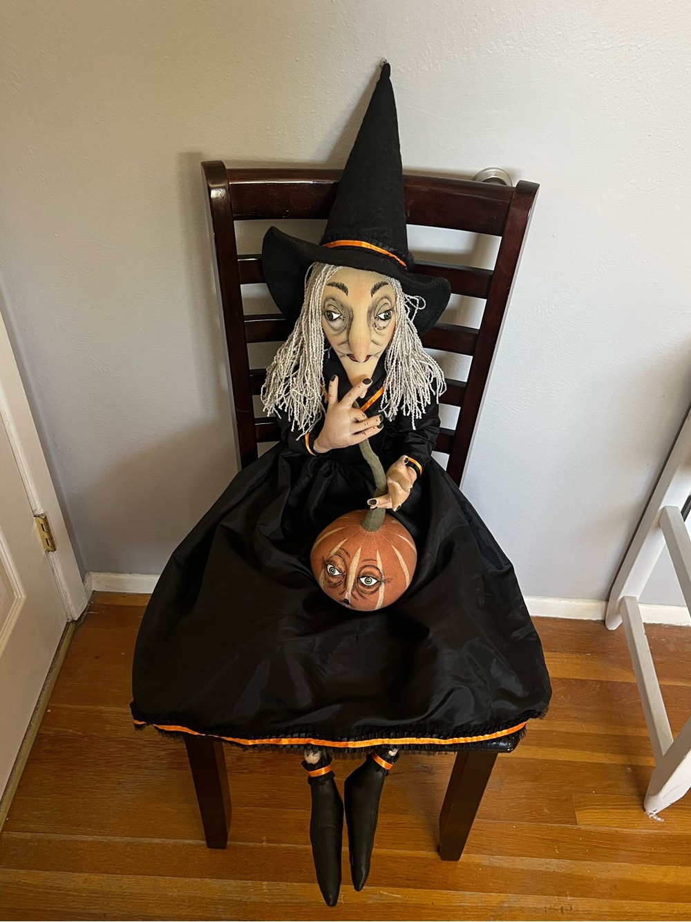 Joe Spencer Allegra Witch Doll With Pumpkin Halloween Decor
